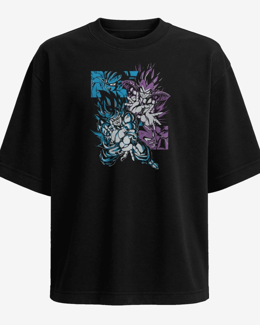 Polera Oversize Negro de Kamehame vs Galick Gun