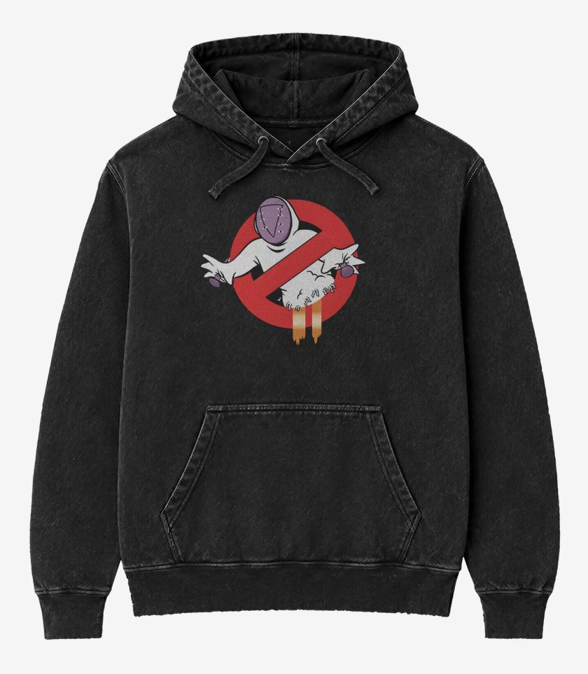 Poleron Canguro Acid Wash Negro de Los Cazangeles