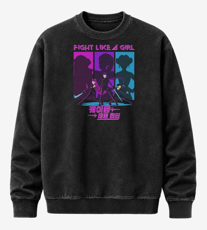 Poleron Polo Acid Wash Negro de Fight Like a Girl