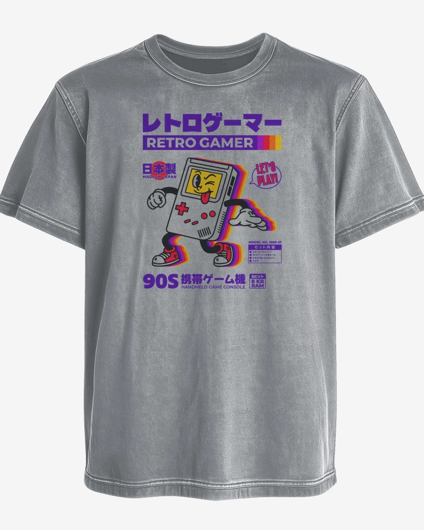 Polera desgastada Gris Melange de RetroGamer