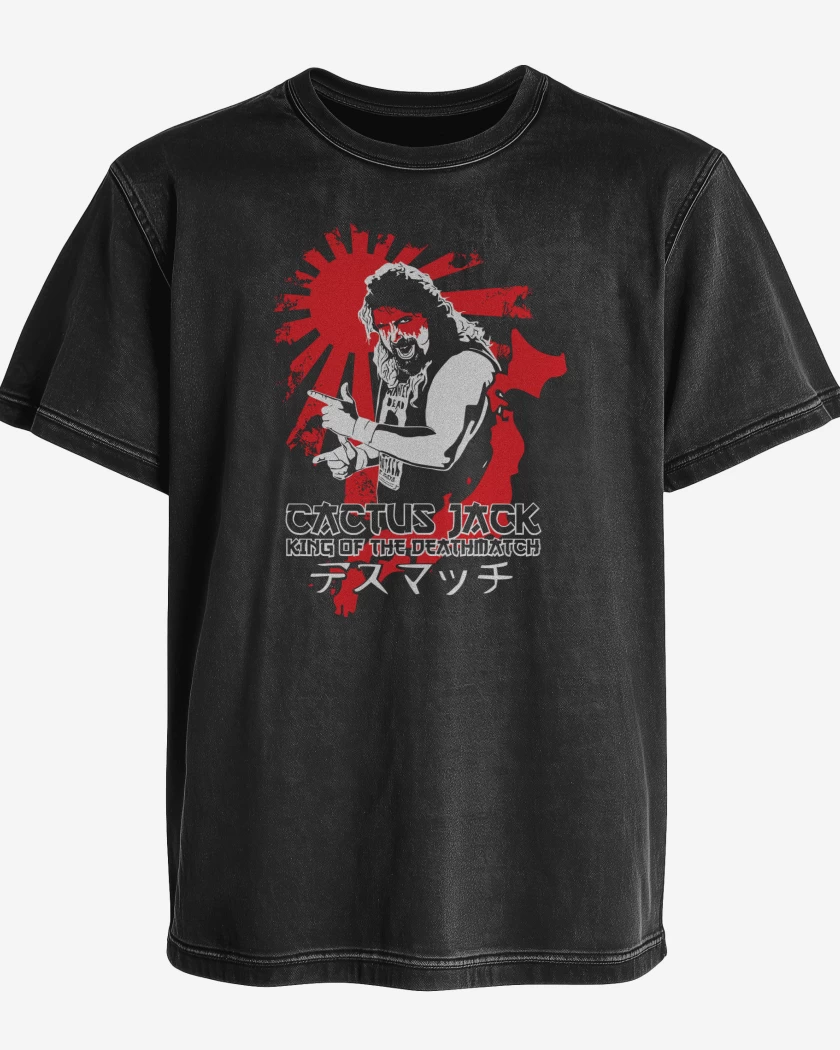 Polera desgastada Negro de Cactus Jack King of the Deathmatch