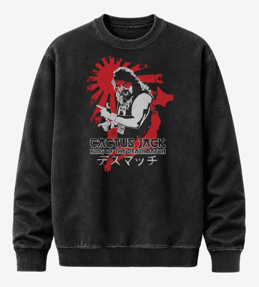 Poleron Polo Acid Wash Negro de Cactus Jack King of the Deathmatch