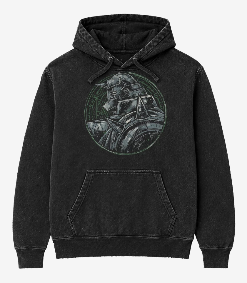 Poleron Canguro Acid Wash Negro de Full Metal Alphonse 