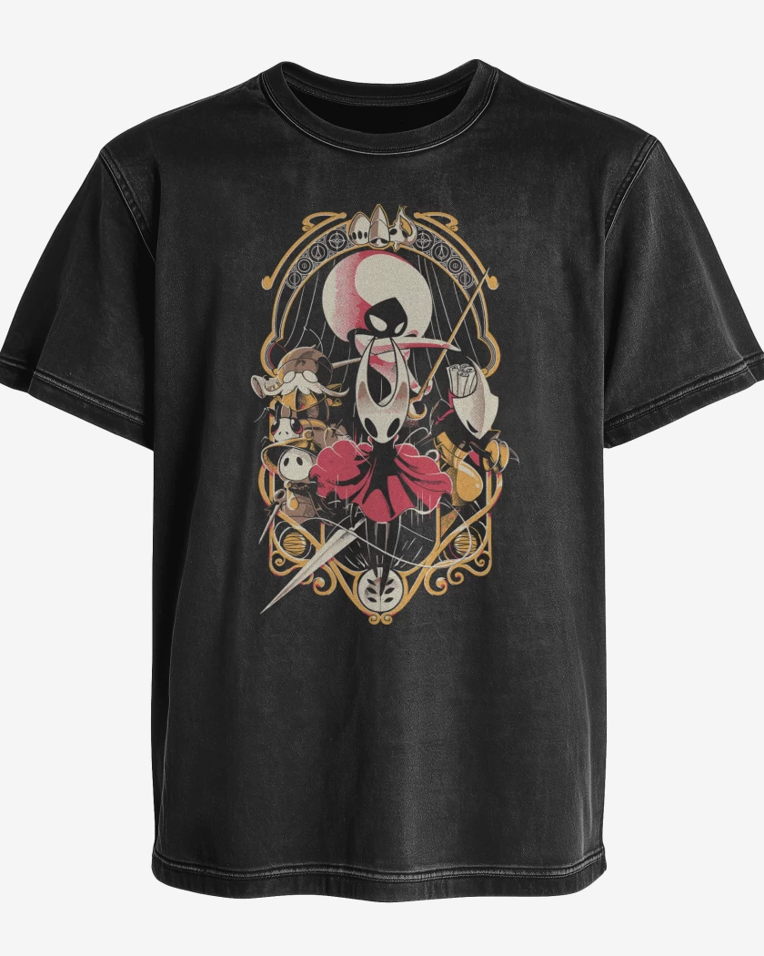 Polera desgastada Negro de Hornet Silksong