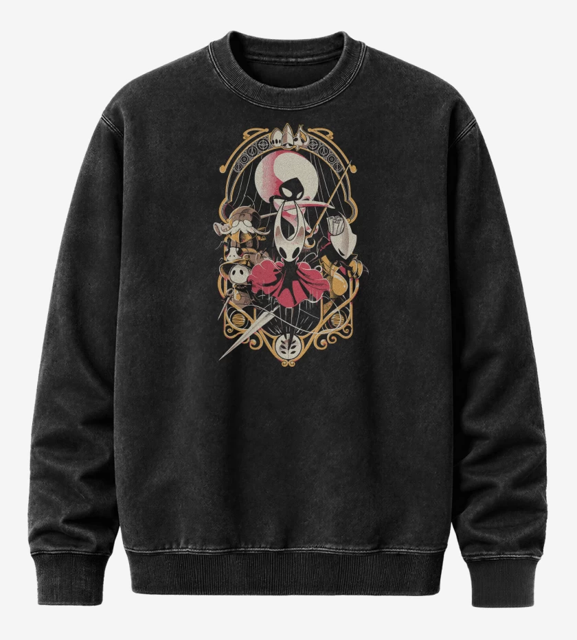 Poleron Polo Acid Wash Negro de Hornet Silksong
