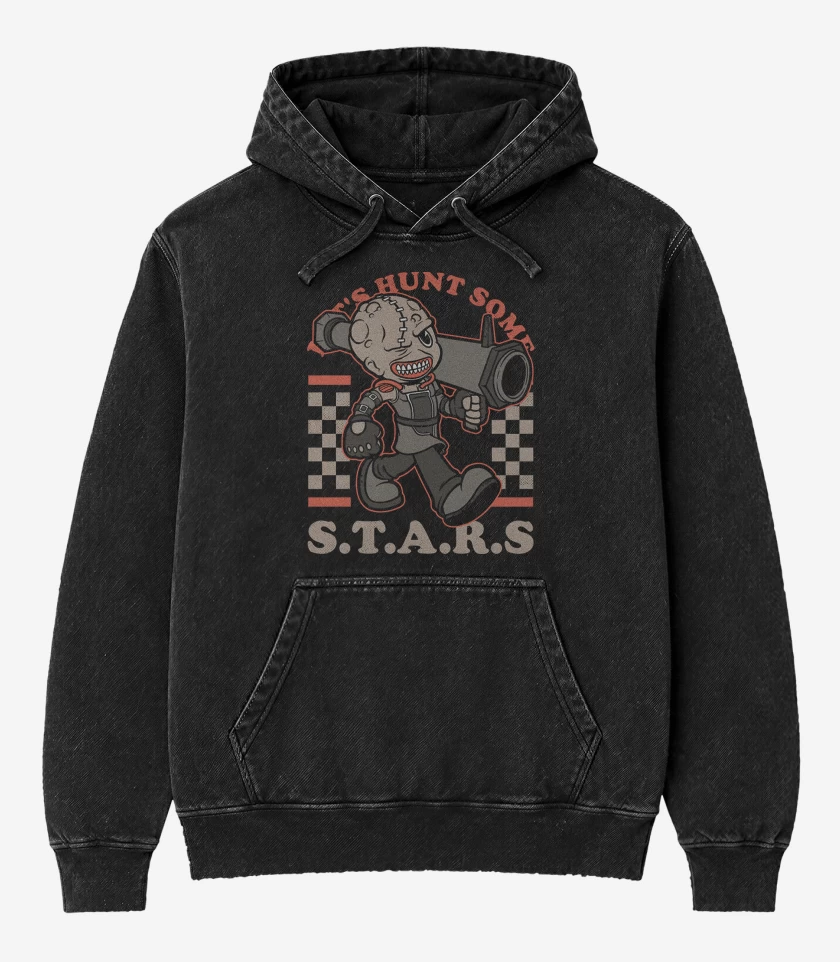 Poleron Canguro Acid Wash Negro de Stars Nemesis