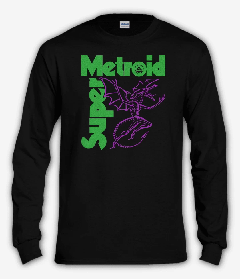 Polera manga larga Negro de SUPER METROID SABBATH