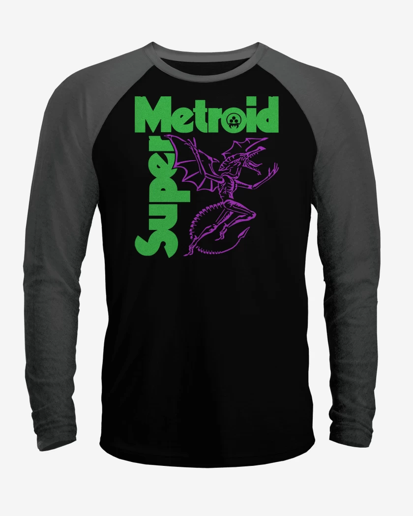 Polera Raglan Blanco / Negro de SUPER METROID SABBATH