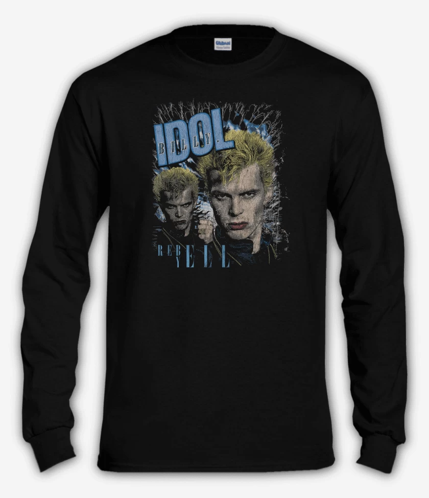 Polera manga larga Negro de Billy Idon Rebel Yell