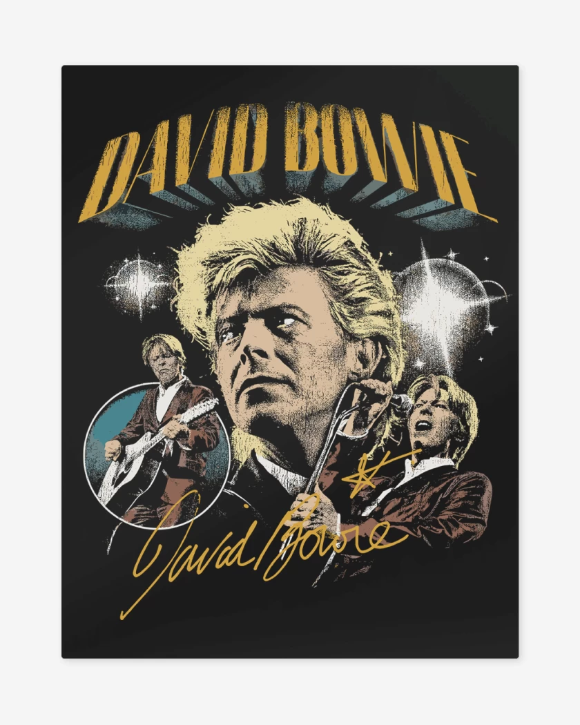 Print metalico Negro de David Bowie Starman 