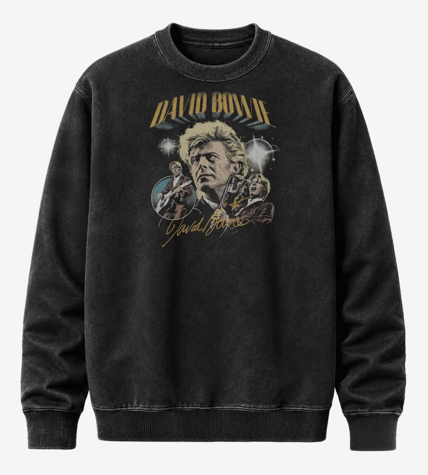 Poleron Polo Acid Wash Negro de David Bowie Starman 