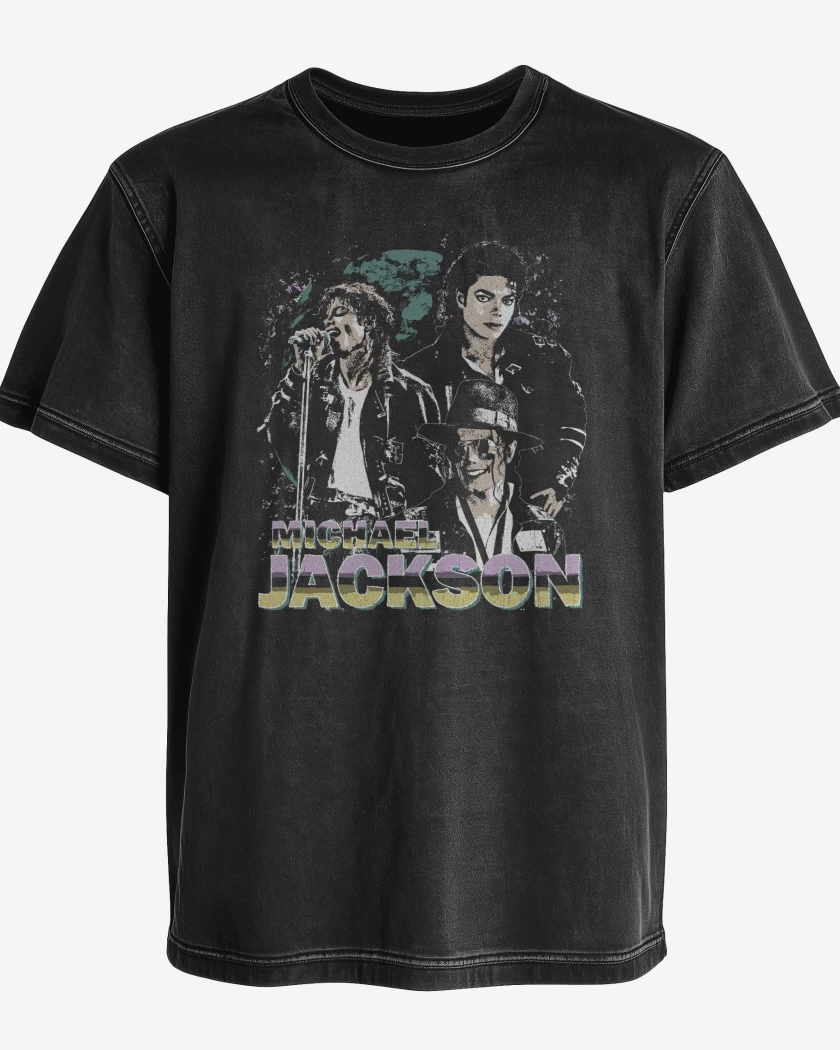 Polera desgastada Negro de Michael Jackson King