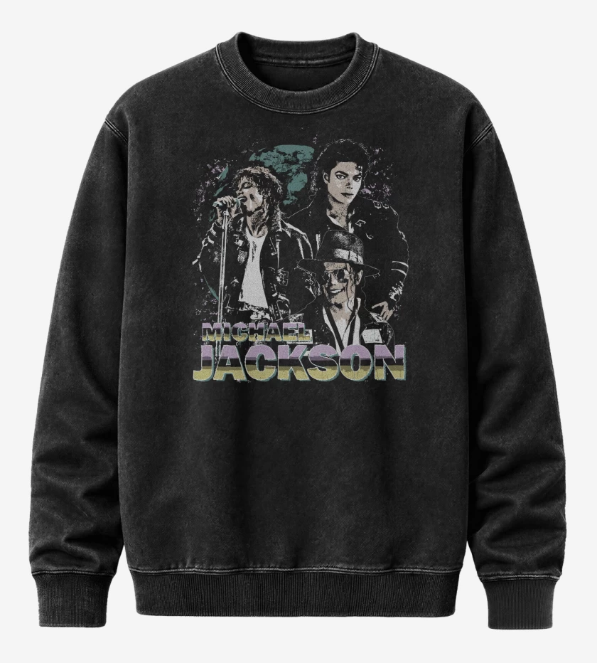 Poleron Polo Acid Wash Negro de Michael Jackson King