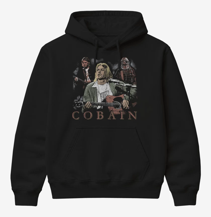 Poleron Canguro básico Negro de Nirvana Cobain