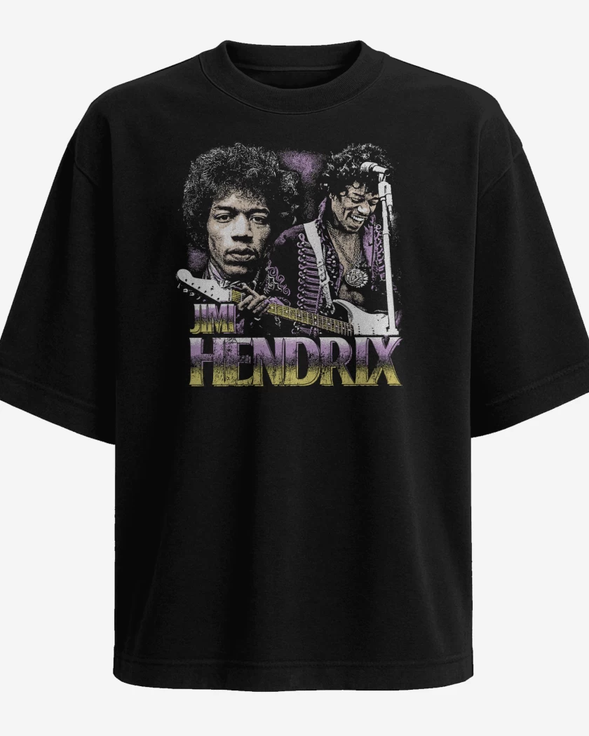 Polera Oversize Negro de Jimi Hendrix Leyenda