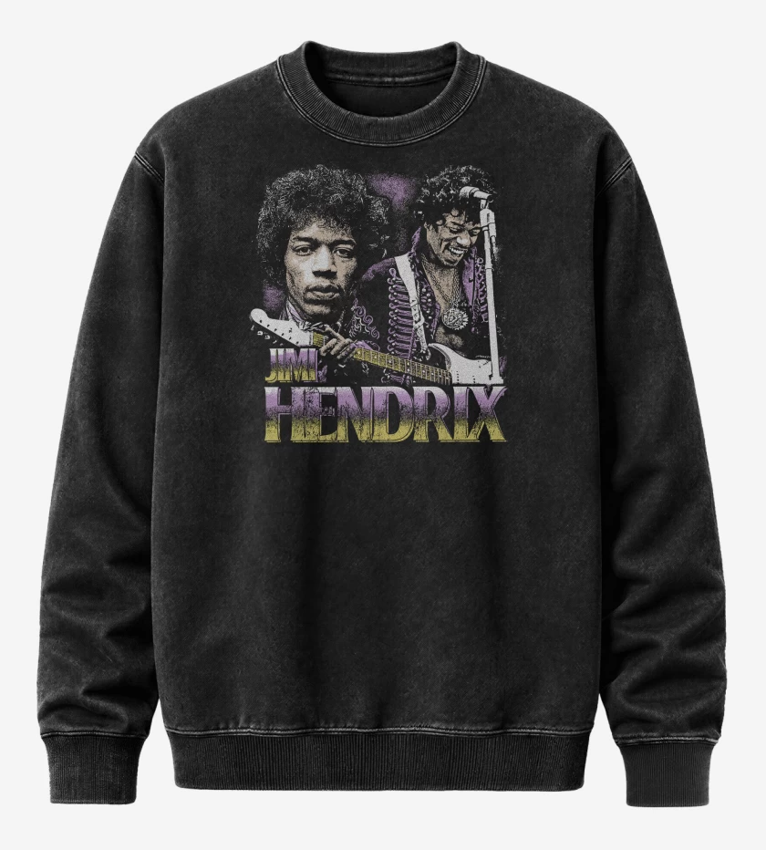 Poleron Polo Acid Wash Negro de Jimi Hendrix Leyenda