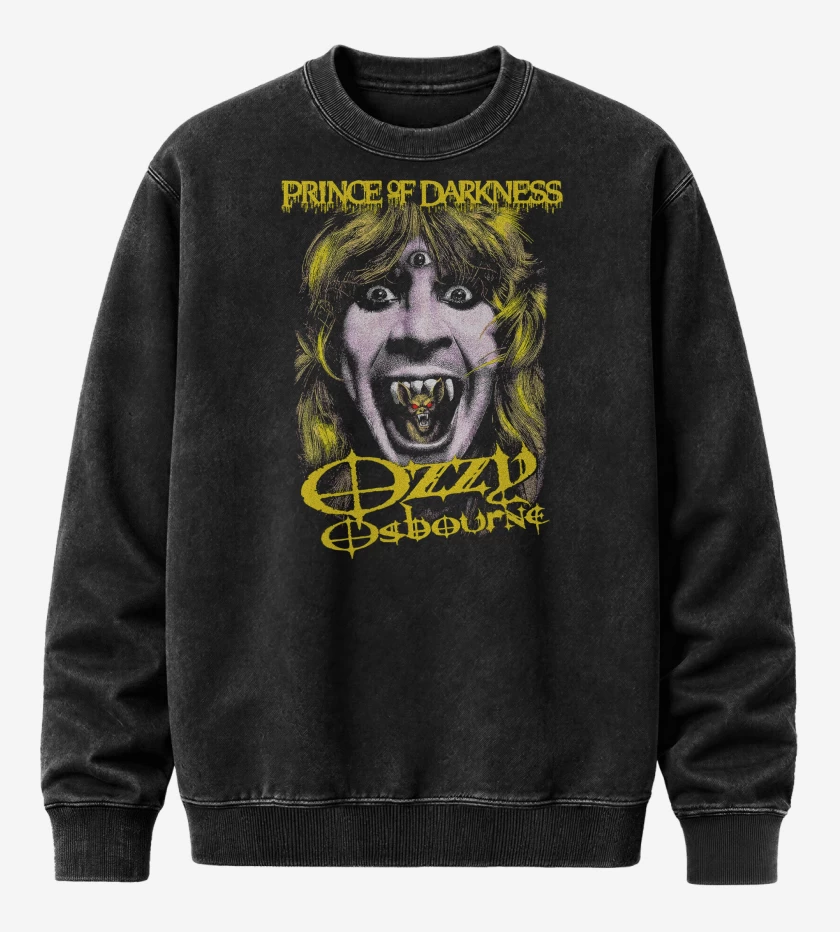 Poleron Polo Acid Wash Negro de Ozzy Prince of Darkness