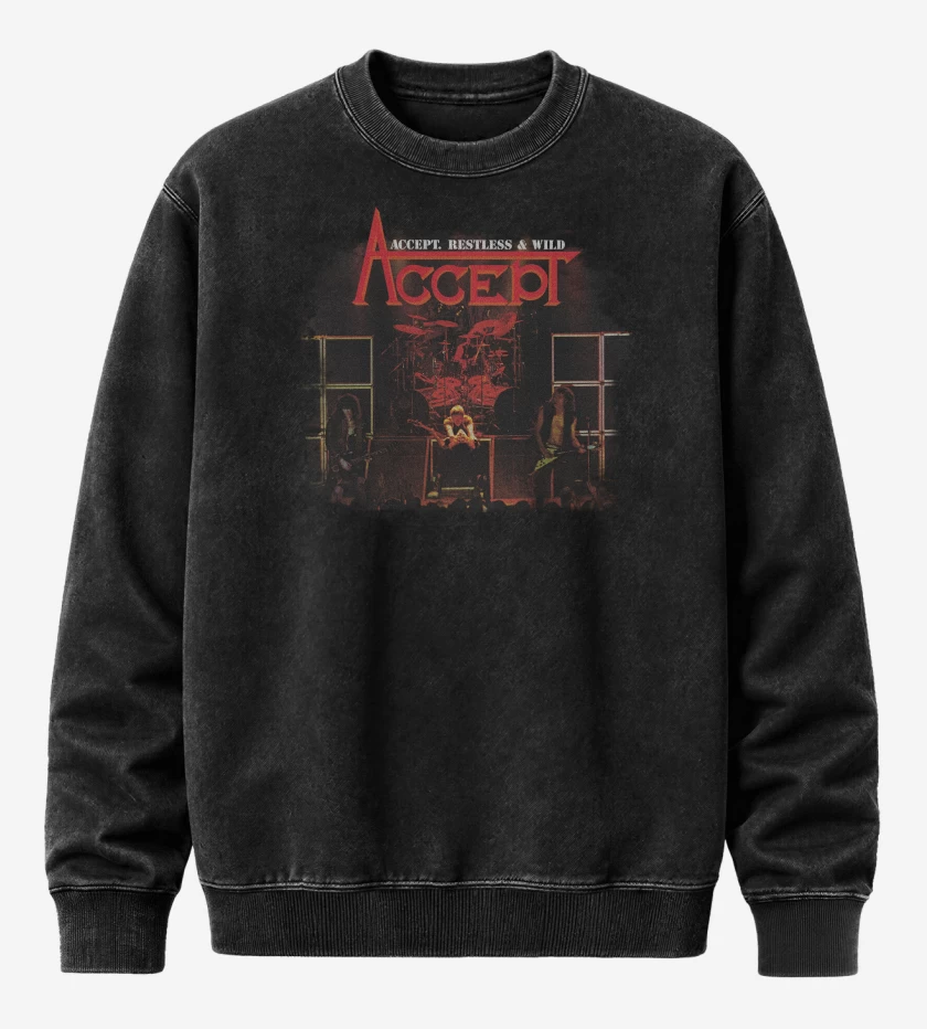 Poleron Polo Acid Wash Negro de Accept Restless & Wild