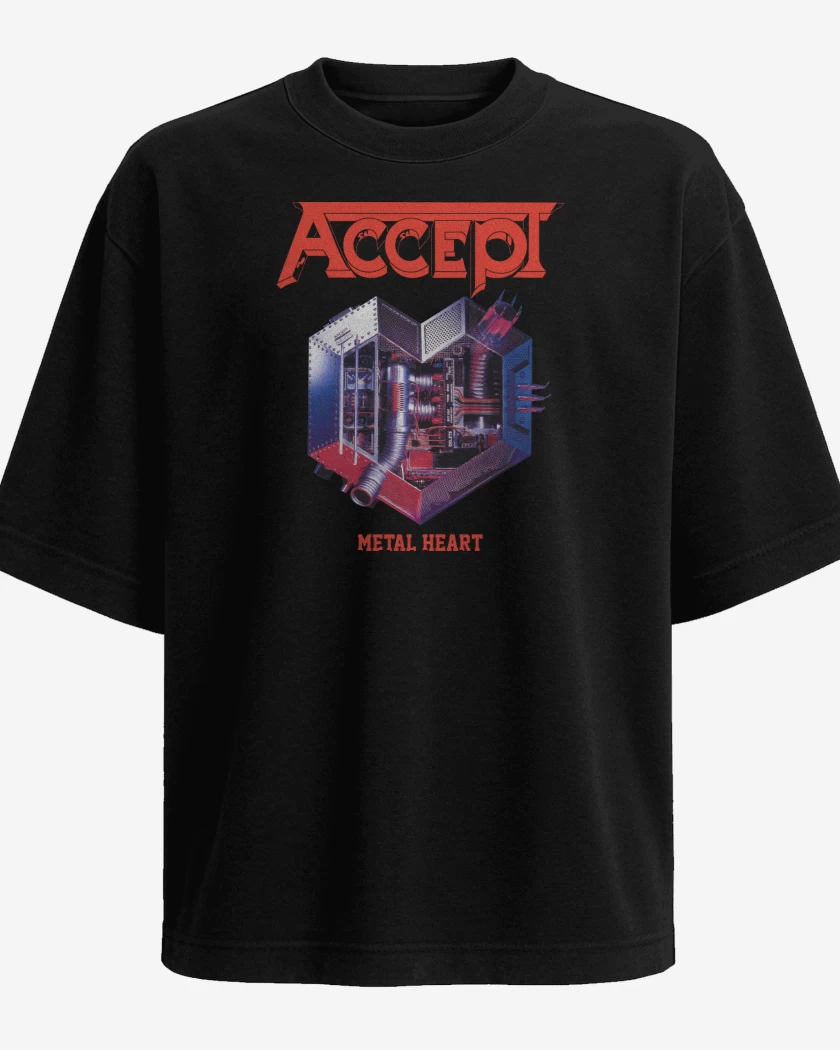 Polera Oversize Accept Metal Heart