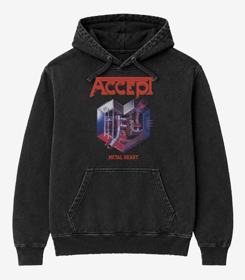 Poleron Canguro Acid Wash Negro de Accept Metal Heart