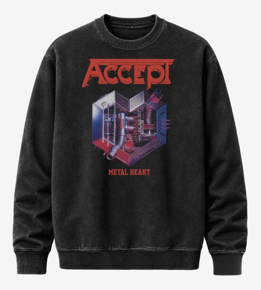Poleron Polo Acid Wash Negro de Accept Metal Heart