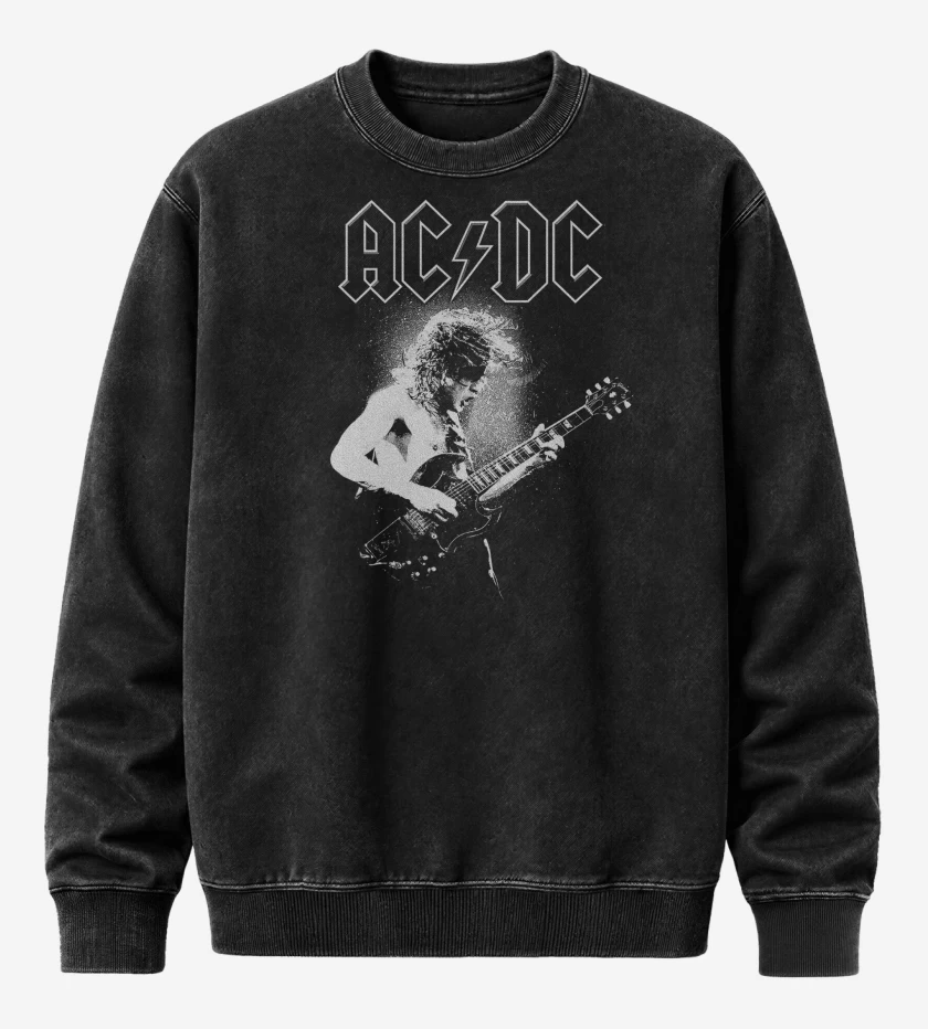 Poleron Polo Acid Wash Negro de AC DC ANGUS