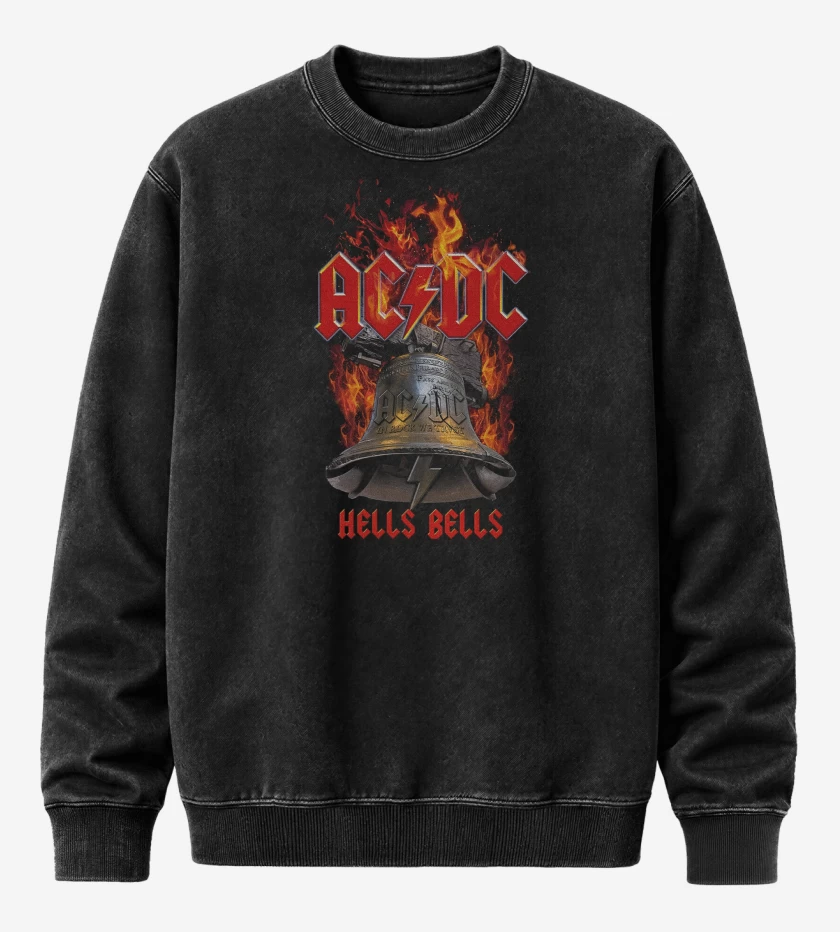 Poleron Polo Acid Wash Negro de AC DC HELLS BELLS