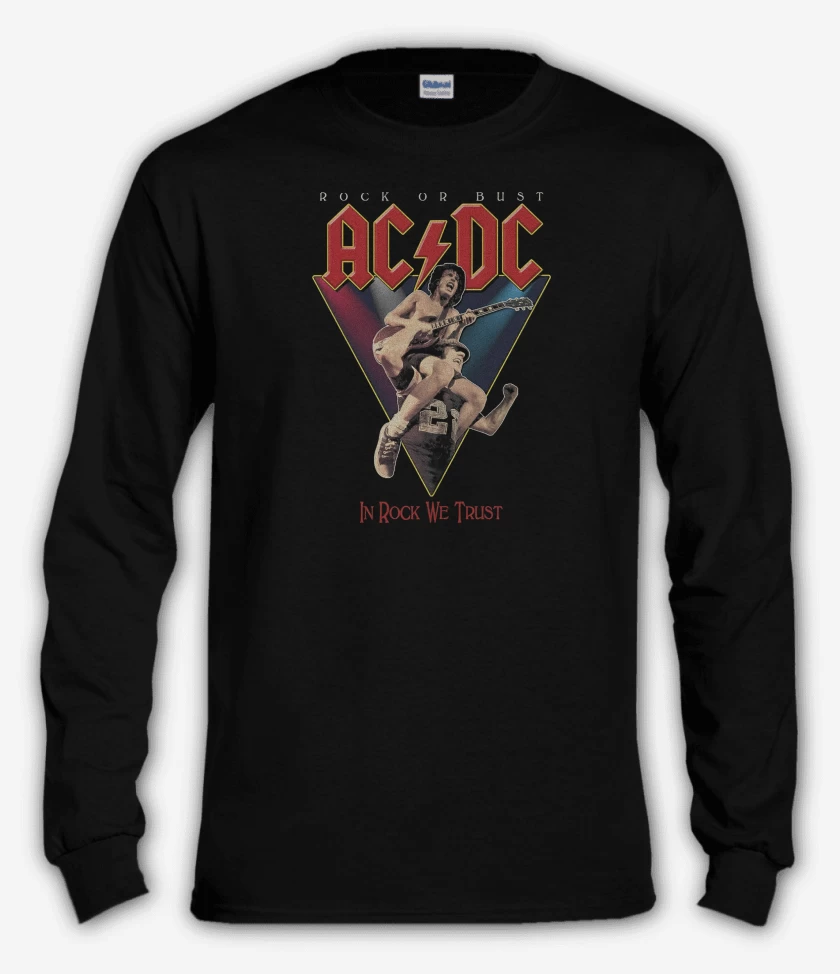Polera manga larga AC DC IN ROCK WE TRUST
