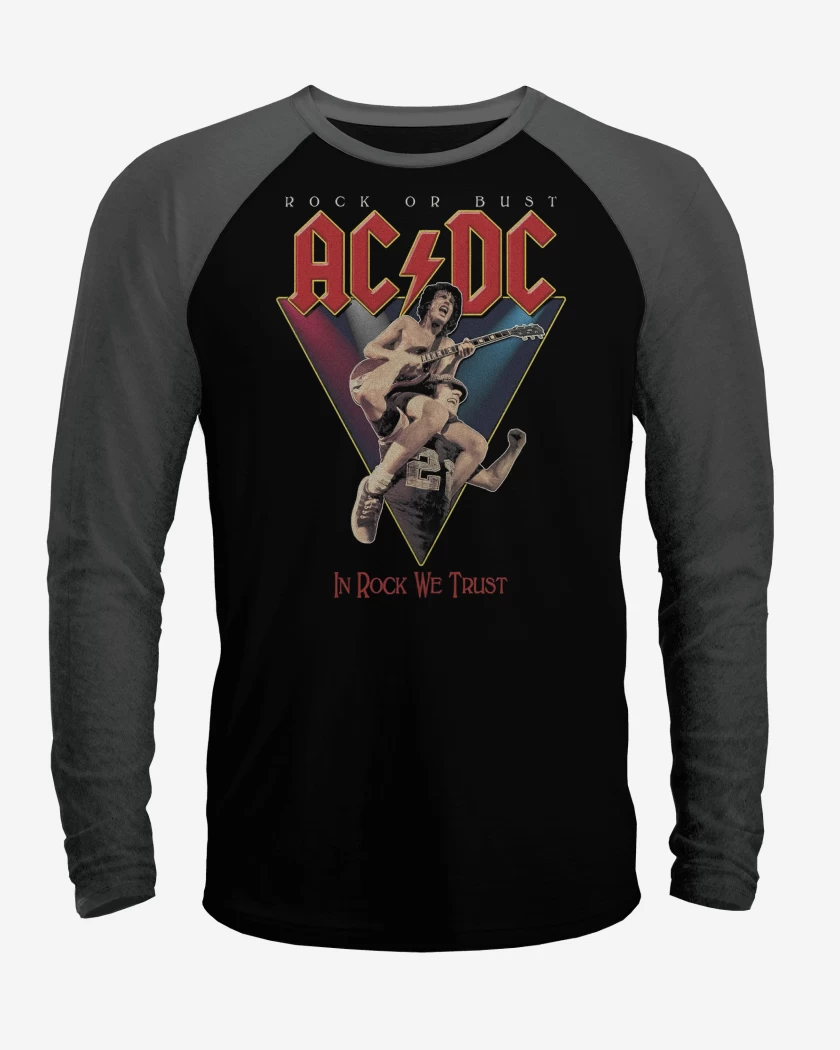 Polera Raglan AC DC IN ROCK WE TRUST