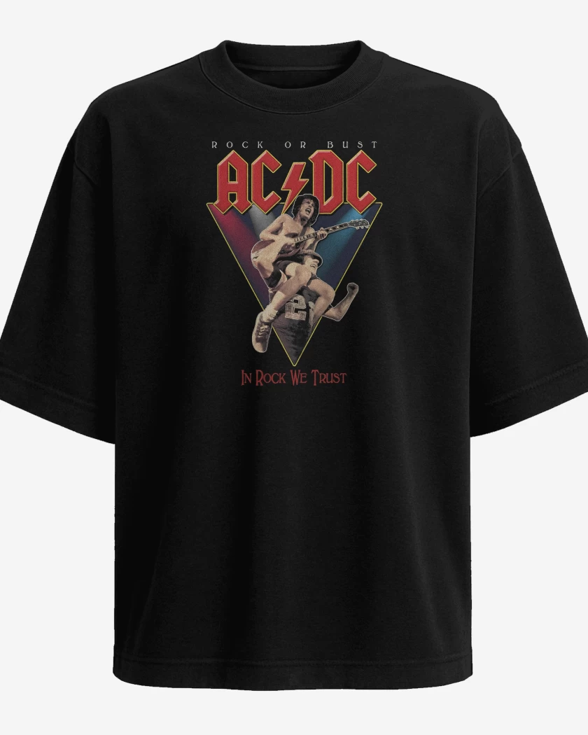 Polera Oversize AC DC IN ROCK WE TRUST