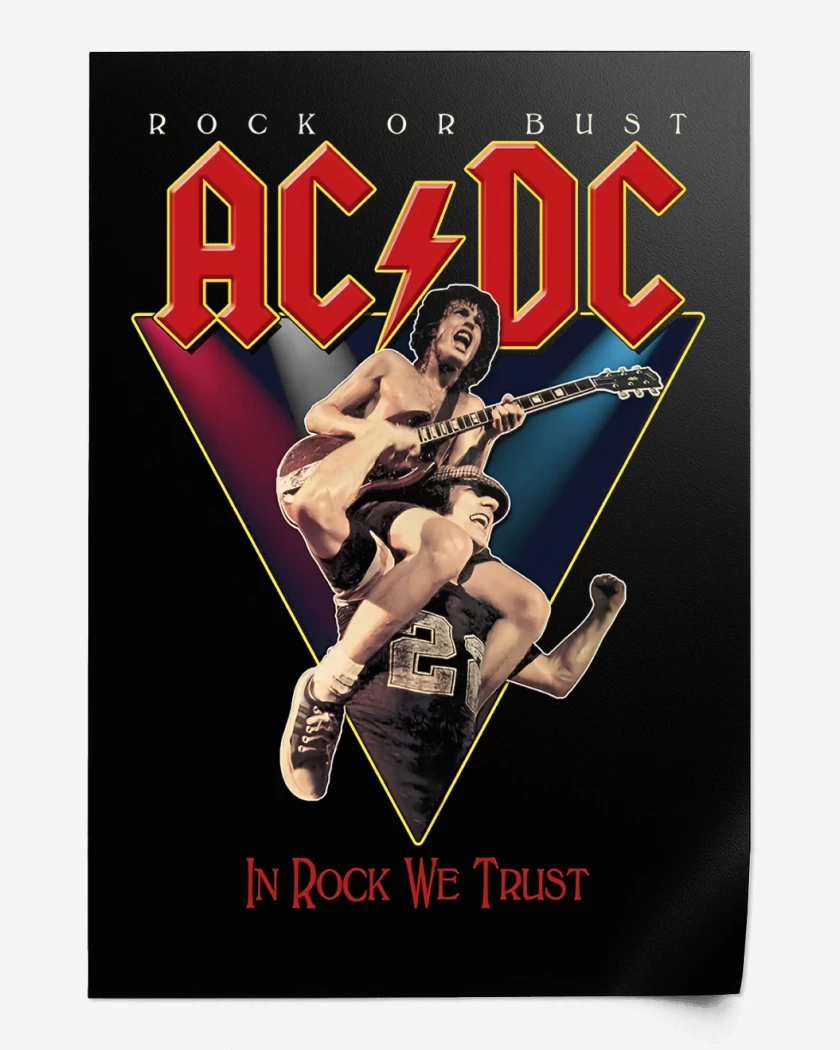 Print AC DC IN ROCK WE TRUST