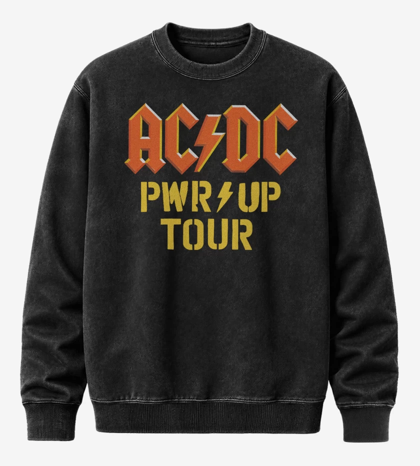 Poleron Polo Acid Wash Negro de AC DC PWR UP TOUR