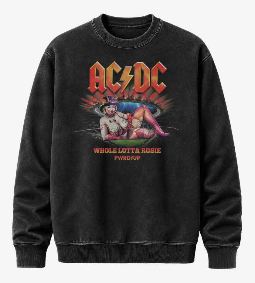 Poleron Polo Acid Wash Negro de AC DC Whole Lotta Rosie 
