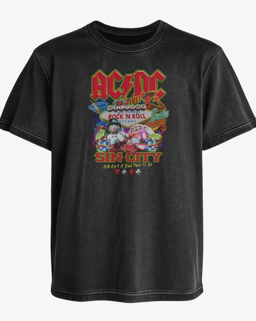Polera desgastada AC DC SIN CITY