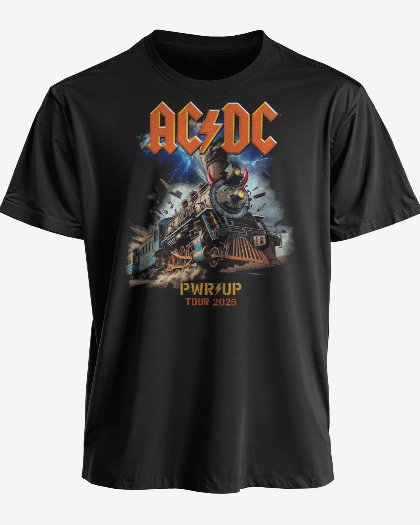 Polera premium Negro de AC DC ROCK N ROLL TRAIN