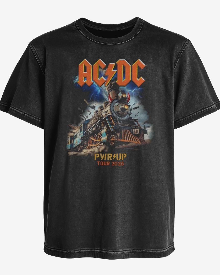 Polera desgastada AC DC ROCK N ROLL TRAIN