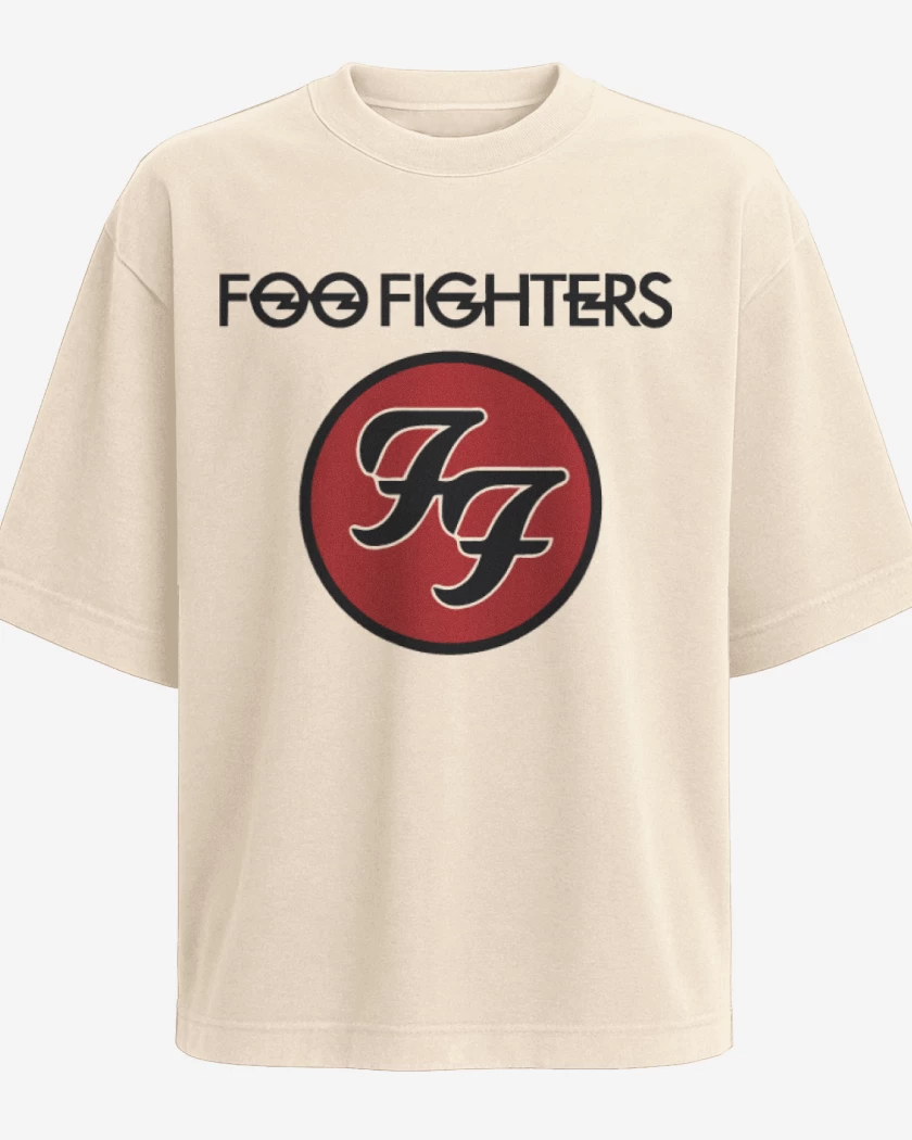 Polera Oversize Beige de Foo Fighters - Logo