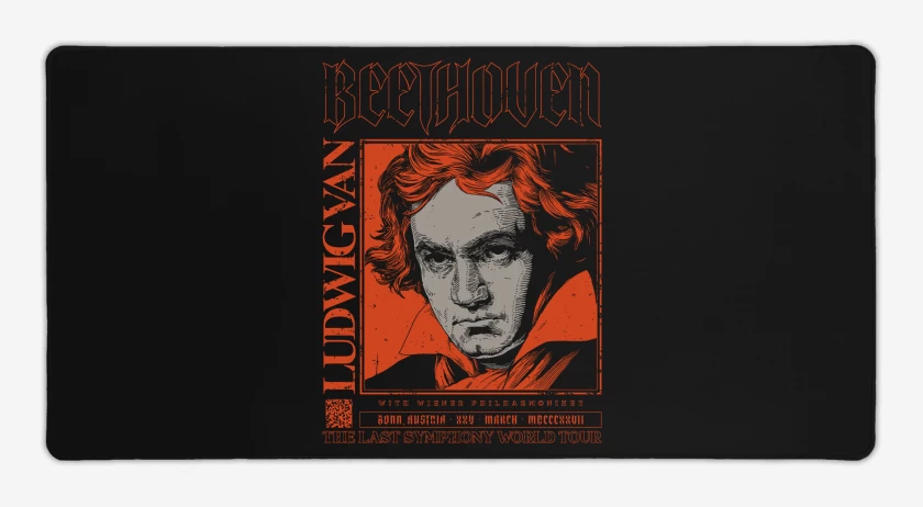 Mouse pad Gamer Negro de Beethoven