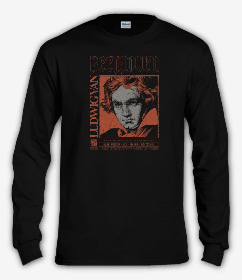 Polera manga larga Negro de Beethoven