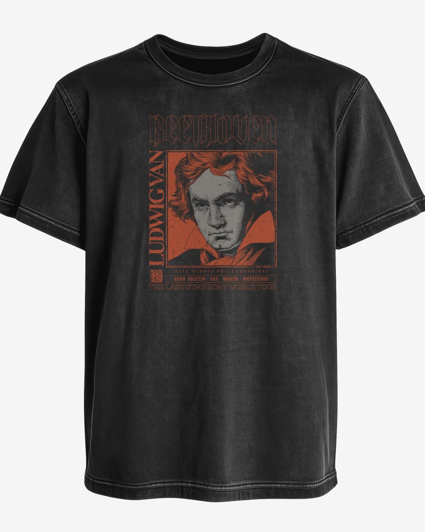 Polera desgastada Negro de Beethoven
