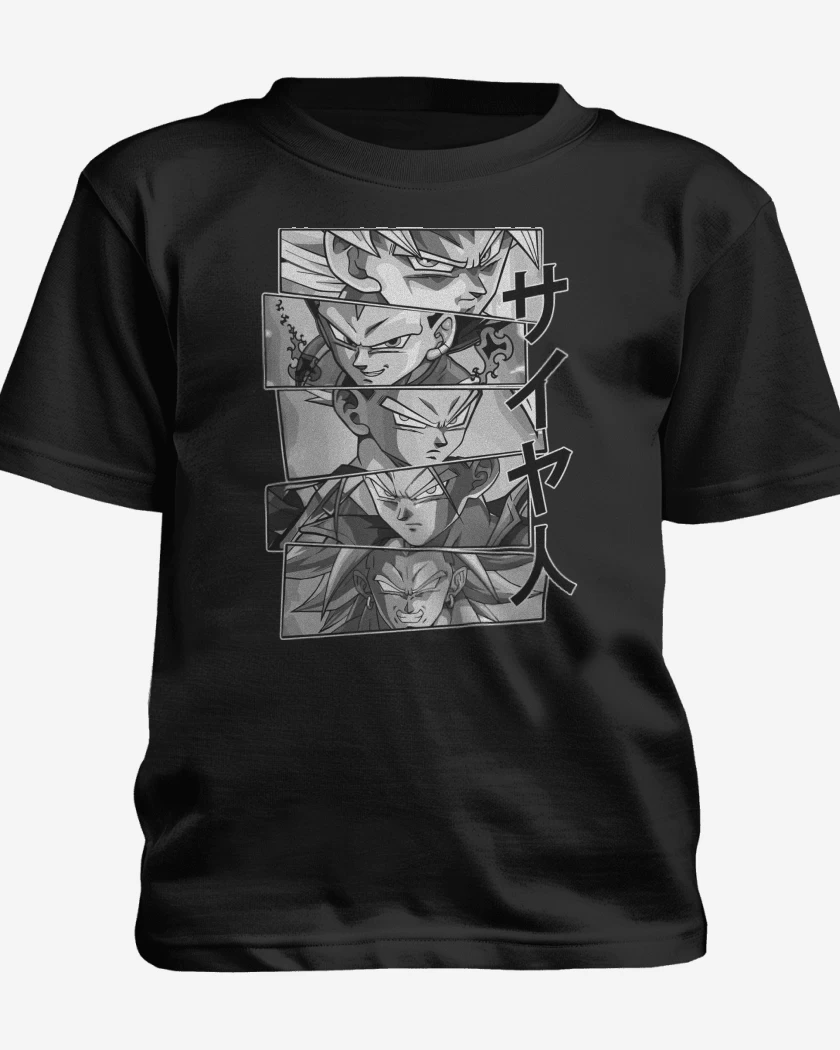 Polera de niño Negro de Heroes Saiyajines 