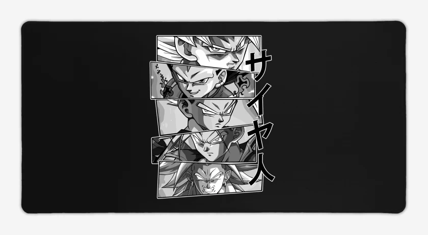 Mouse pad Gamer Negro de Heroes Saiyajines 