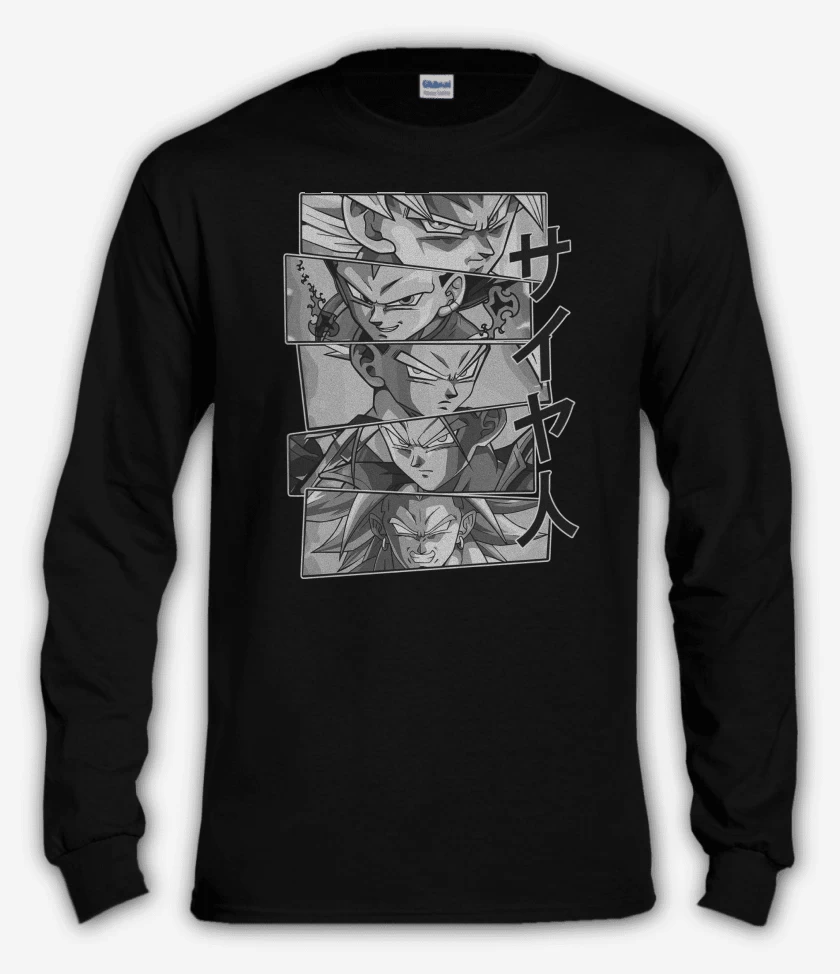 Polera manga larga Negro de Heroes Saiyajines 