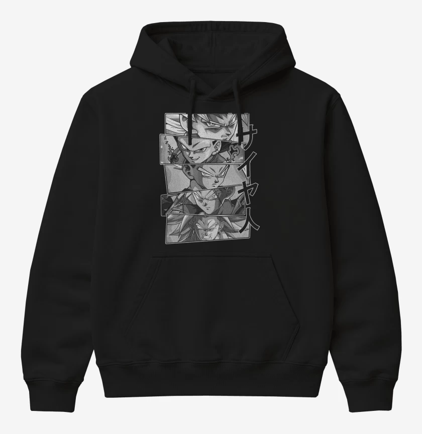 Poleron Canguro básico Negro de Heroes Saiyajines 