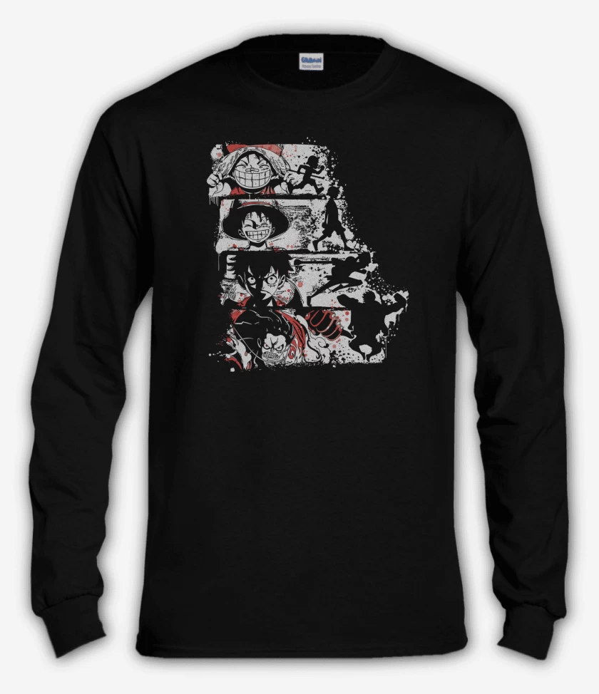 Polera manga larga Negro de Luffy Gears