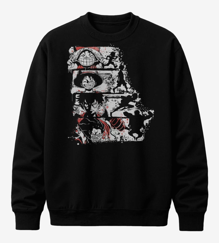 Poleron polo Negro de Luffy Gears