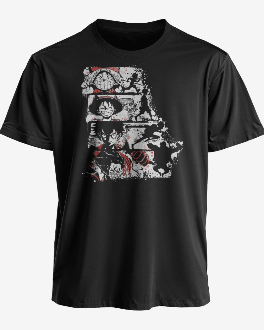 Polera premium Negro de Luffy Gears