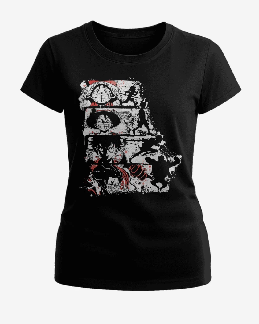 Polera de Mujer Negro de Luffy Gears