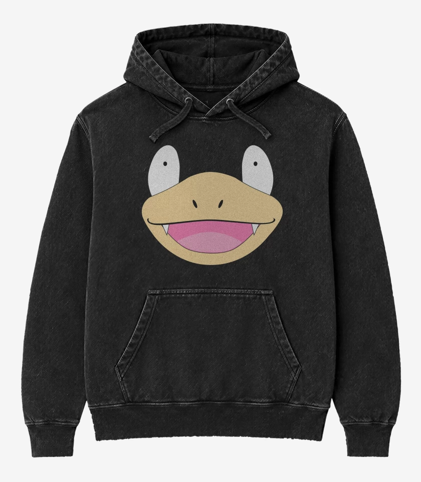 Poleron Canguro Acid Wash Negro de Slowpoke Face