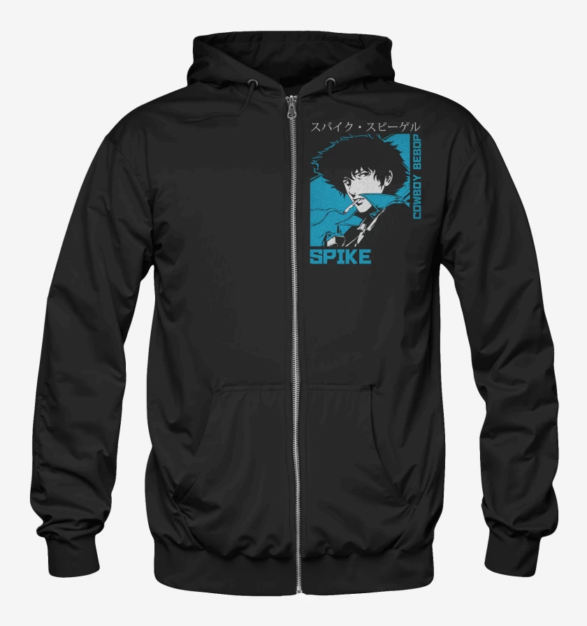 Poleron Canguro con cierre Negro de Cowboy Bebop Spike